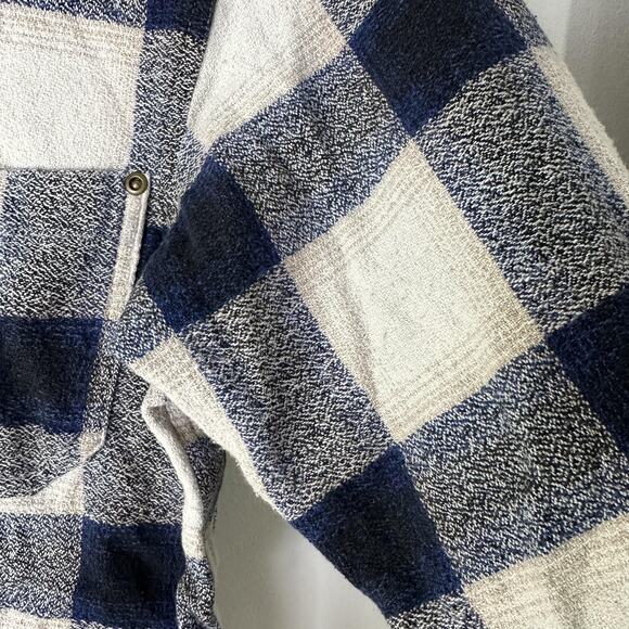 VTG Paris Sport Club Shirt Women Small Plaid Denim Collar Button Up‎ Shacket 90s - Picture 7 of 8